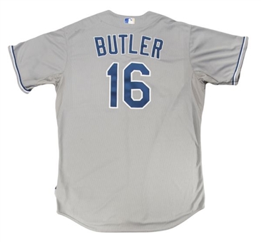 2013 Billy Butler Game Worn Kansas City Royals Road Jersey (MLB Authenticated - PHOTO MATCHED)